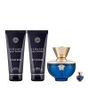 Versace Dylan Blue pour Femme Set - Eau de Parfum 100 ml + Eau de Parfum 5 ml + Body Lotion 100 ml + Shower Gel 100 ml